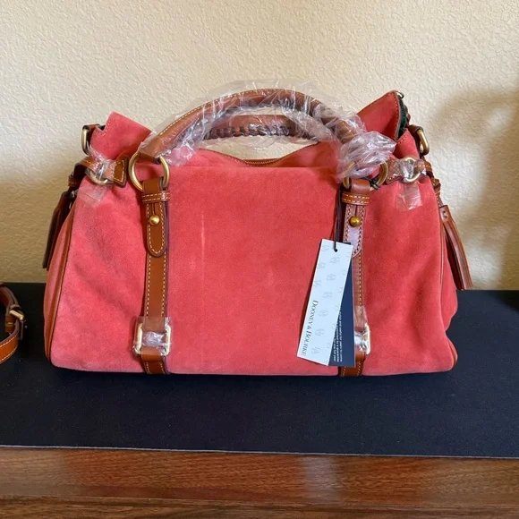 Dooney & Bourke Tomato Red Suede Leather Florentine Satchel - Picture 4 of 12